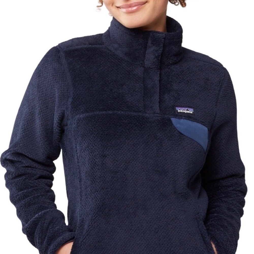 Patagonia Women's Fleece Pullover Snap T Jacket Navy Blue Size Small